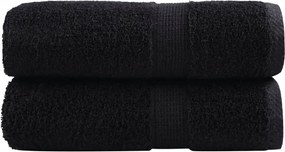vidaXL Prosoape oaspeți premium SOLUND 2 buc. negru 30x50 cm 600 gsm