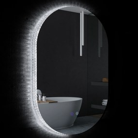 kleankin Oglindă de Perete cu Lumină LED în 3 Culori și Funcție Anti-Aburire, 81x51x4.5 cm, Transparent | Aosom Romania