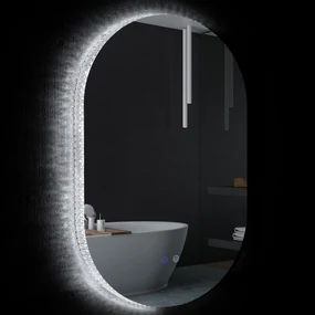 kleankin Oglindă de Perete cu Lumină LED în 3 Culori și Funcție Anti-Aburire, 81x51x4.5 cm, Transparent | Aosom Romania