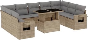 vidaXL Set canapele de grădină cu perne, 10 piese, bej, poliratan
