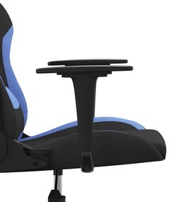 Scaun de gaming pivotant, negru si albastru, material textil 1, Albastru, Fara suport de picioare