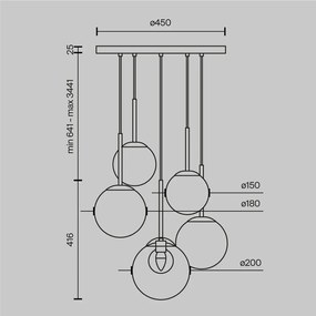 Lustra suspendata design modern minimalist Basic 5L aurie