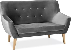 Canapea NORDIC 2, gri Bluvel 14, stofa catifelata/lemn de fag, 136x75x