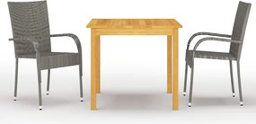 vidaXL Set mobilier de grădină, 3 piese, gri