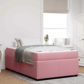 vidaXL Cadru de pat cu saltea Altele Roz 120 x 190 cm Catifea
