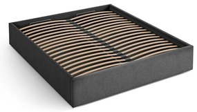 Pat matrimonial gri antracit tapițat cu spațiu de depozitare/fără tăblie cu somieră 200x200 cm Susan – Micadoni