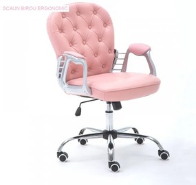 RESIGILAT Scaun birou SIB 1304, piele ecologica, Roz