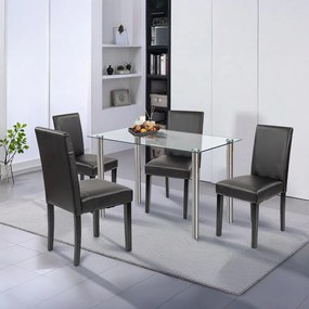 Set de masă Karin 4+1 alb-negru