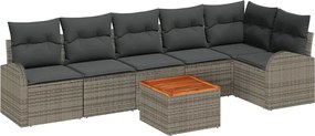 vidaXL Set de canapele pentru grădină 7 pcs Gri poliratan