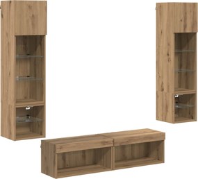 vidaXL Unitate TV de Perete 6 pcs Stejar Artizanal Lemn compozit