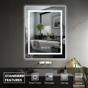 IREDA Oglindă de baie cu iluminare LED, 60 x 80 cm