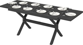 Outsunny Masă de Grădină Extensibilă din Aluminiu Masă de Luat Masa în Aer Liber Efect Lemn 8-10 Persoane 214x85x73cm Gri Antracit | Aosom Romania