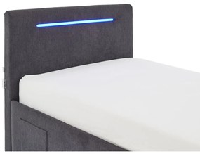 Pat pentru copii gri închis tapițat cu spațiu de depozitare cu somieră 90x200 cm Circle – Meise Möbel