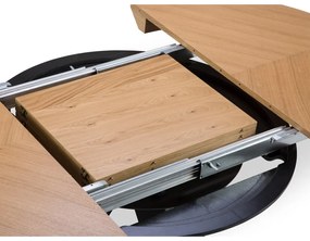 Masă de dining rotundă extensibilă cu blat cu aspect de lemn de stejar cu blat suplimentar ø 120 cm Magnus – Windsor &amp; Co Sofas