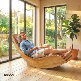 Outsunny Șezlong din lemn de acacia pliabil, ergonomic, șezlong de grădină cu formă în S și design cu lamele 60 x 156 x 77 cm | Aosom Romania