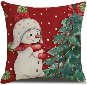 Fata de perna de Craciun SNOWMAN 45x45 cm, rosu