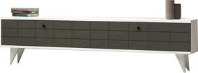 Comoda TV Alberi, alb/gri antracit, PAL melaminat, 160x25x35 cm