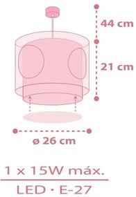 Dalber 60912 - Lustră pentru copii PRINCESS DANCE, 1xE27/15W/230V, roz