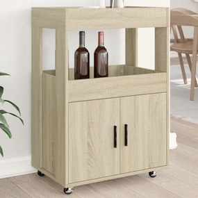 848271 vidaXL Cărucior de bar, stejar sonoma, 60x39,5x89 cm, lemn prelucrat