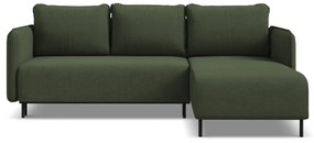 Colțar verde extensibil/cu spațiu de depozitare (cu colț pe partea dreaptă) Luana – Makamii