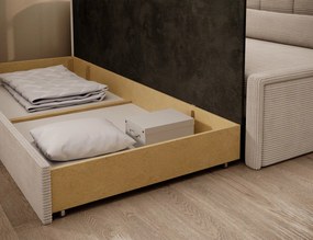 Canapea extensibila brat stanga 3 locuri, ELTAP, Fulgeo, 214x82x77 cm, lemn/catifea din poliester, bej