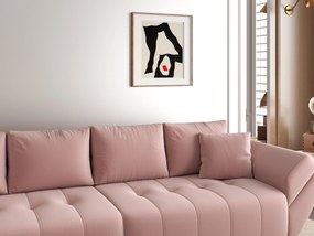 Canapea extensibilă dumonde cu ladă de depozitare si sezut confortabil din spuma high-density, Berlin Royal Pink 300x100 cm