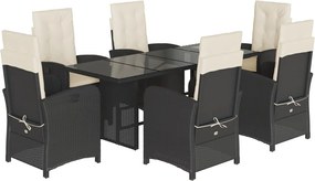vidaXL Set mobilier de grădină cu perne, 7 piese, negru, poliratan