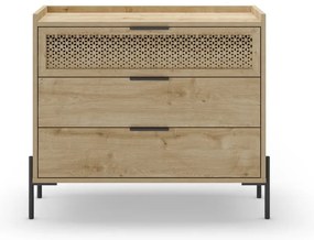 Comodă în culoare naturală joasă cu aspect de lemn de stejar 90x80 cm Inca – Marckeric