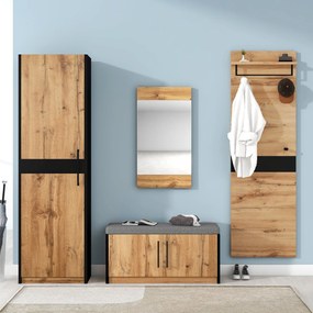 Set de Intrare 4 Piese cu Bancă, Culoare naturală | Aosom Romania