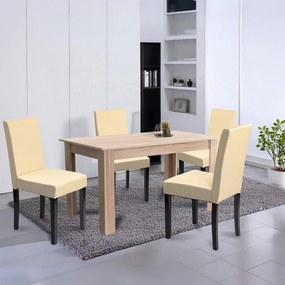 Set de masă Leon 4+1 stejar Sonoma-bej