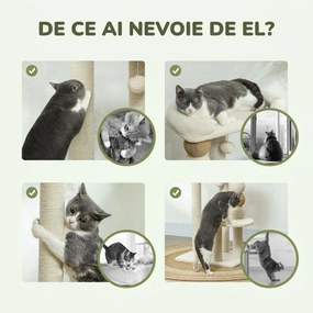 PawHut Ansamblu pentru Pisici 6 kg max din Lemn și Pluș Bej | Aosom Romania