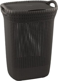 Coș rufe cu capac KNIT 57L, maro, CURVER