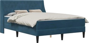 vidaXL Cadru de pat cu saltea cu saltea albastru 140 x 200 cm Catifea