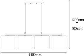 Lustră neagră cu abajur textil Baston – Opviq lights