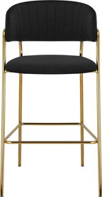 Scaun bar DASMIN TIP 2, negru/auriu, stofa catifelata/metal, 54x54x109