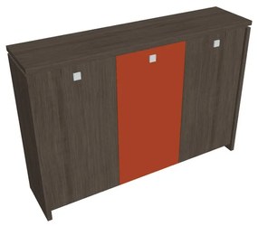Dulap mediu pentru haine Verno 188 x 46 x 130 cm, uși combinate, stejar antracit / portocaliu
