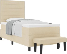 vidaXL Pat cu arcuri cu saltea cu headboard Crem 80 x 200 cm țesătură