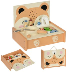 AIYAPLAY Bucătărie Jucărie pentru Copii 3-5 Ani, Mini Bucătărie cu Plită și 12 Accesorii, 31,5x23,5x25 cm, Multicoloră | Aosom Romania