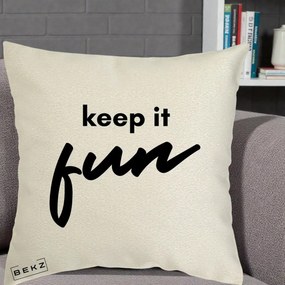 Perna Decorativa Keep It Fun, 40x40 cm, Ecru, Husa Detasabila, Perna Inclusa, BEKZ®