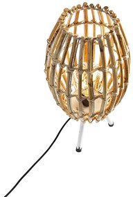 Lampă de masă rustică cu trepied din bambus alb - Canna Capsule