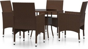 vidaXL Set mobilier bistro, 3 piese, maro, poliratan/sticlă securizată