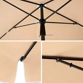 Umbrela de gradina gri taupe din poliester si metal, 200x125 cm, Vasagle
