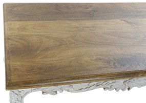 Masuta de cafea, sculptata manual, din lemn de mango, Floralis