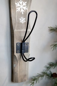 Cuier decorativ de perete din lemn, cu motive cu fulgi de zăpadă, H35 cm, „Vintage Hook”