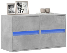 vidaXL Comode TV de perete cu lumini LED 2 buc. gri beton 41x31x45 cm