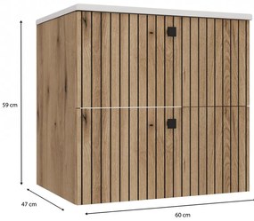 Dulap sub lavoar Terca 1 60 (stejar evoke) (cu lavoar). 1133036