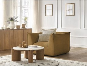 Fotoliu galben muștar cu tapițerie din catifea reiată Giorgia – Bobochic Paris