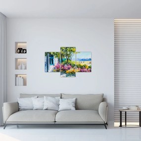 Tablou - Grădina din fața casei, pictură în ulei (90x60 cm)