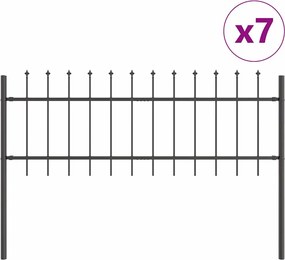 vidaXL Gard de Grădină 7 pcs Gri 11,9 x 0,6 m Oțel acoperit cu pulbere