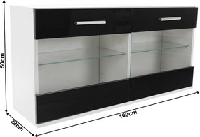 Mobilier living, alb/extra strălucire neagră HG, LEO